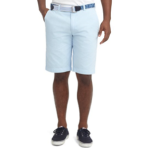 Garment-Dyed Plain-Front 11 Twill Bermuda Shorts - Light Blue